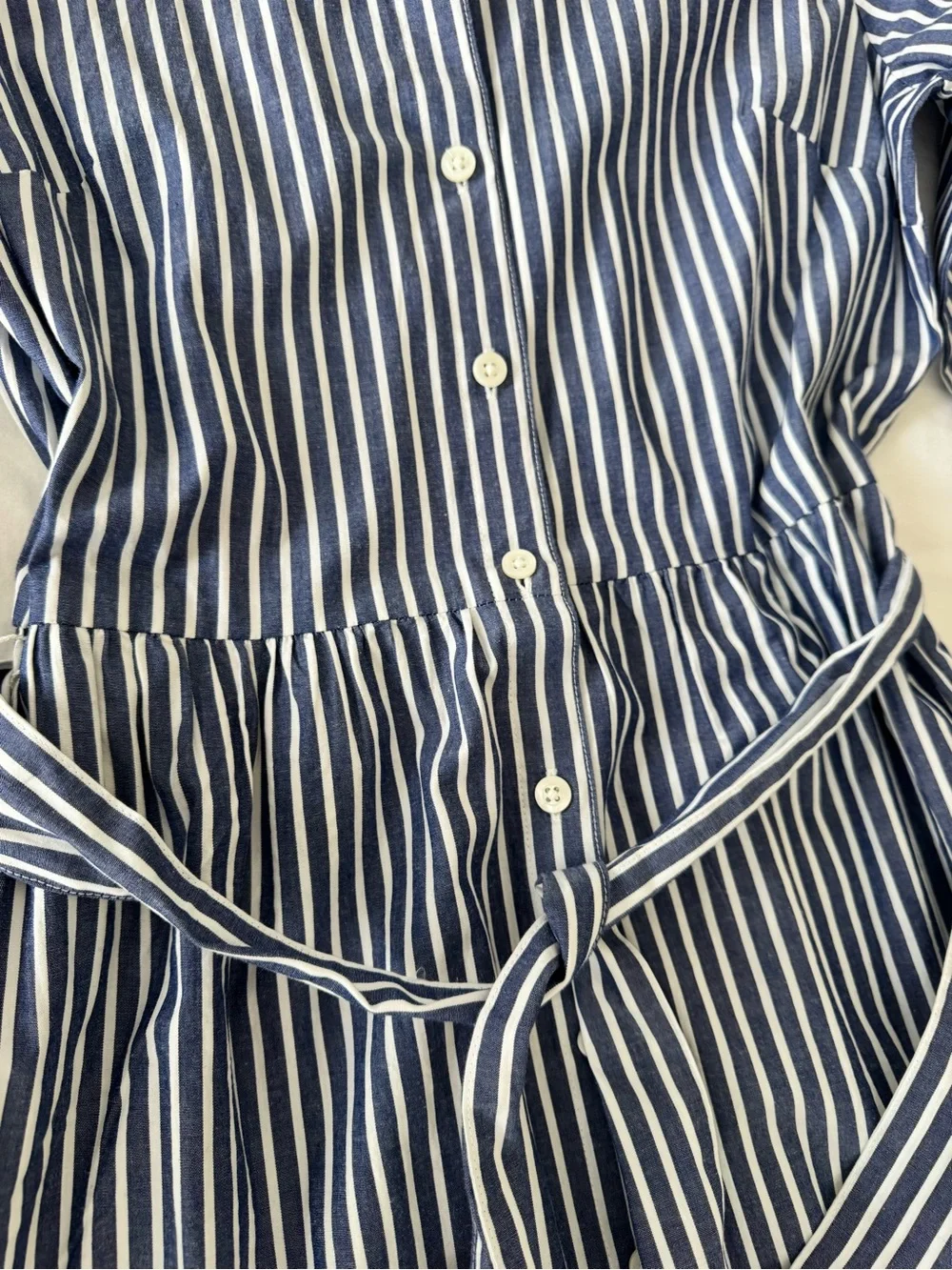 J. Crew Factory Striped Button-Front Shirt Dress  - Navy/White Size 4